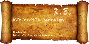Köntös Bertalan névjegykártya